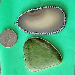 2- handmade natural stone Pendants preowned